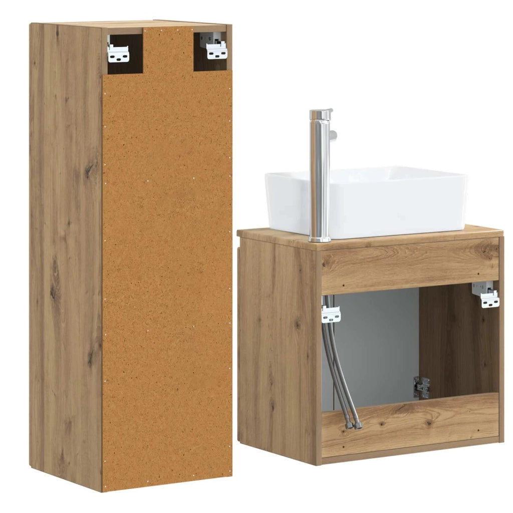 Set di mobili per il bagno 2 pz Rovere Artigianale 3406132