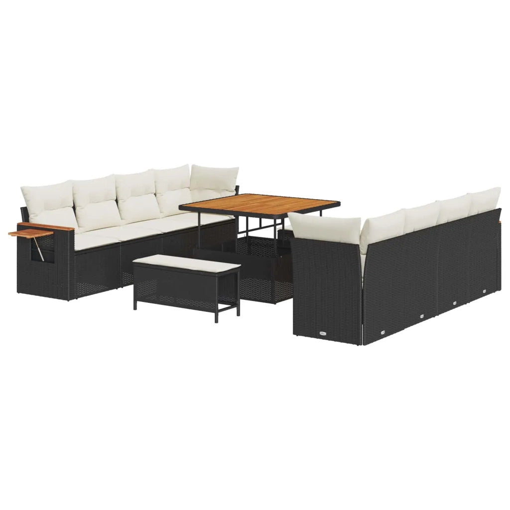Set Divano da Giardino 11 pcs Nero polyrattan 3363025