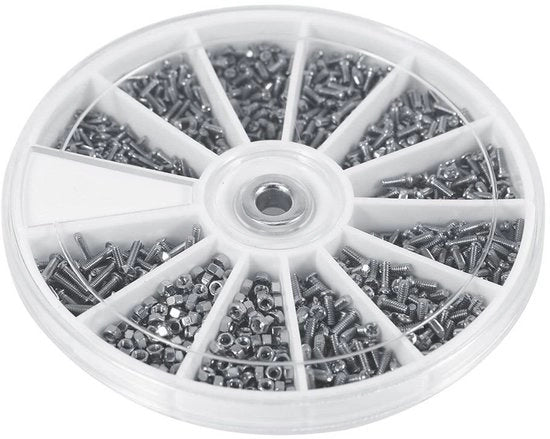 Assortimento kit di viti e dadi in acciaio inossidabile da 600 pezzi - Kit di viti e dadi per orologi e occhiali, 600 pezzi - Assortimento completo di viti M1 M1.2 M1.4 M1.6 per la riparazione di orologi e occhiali