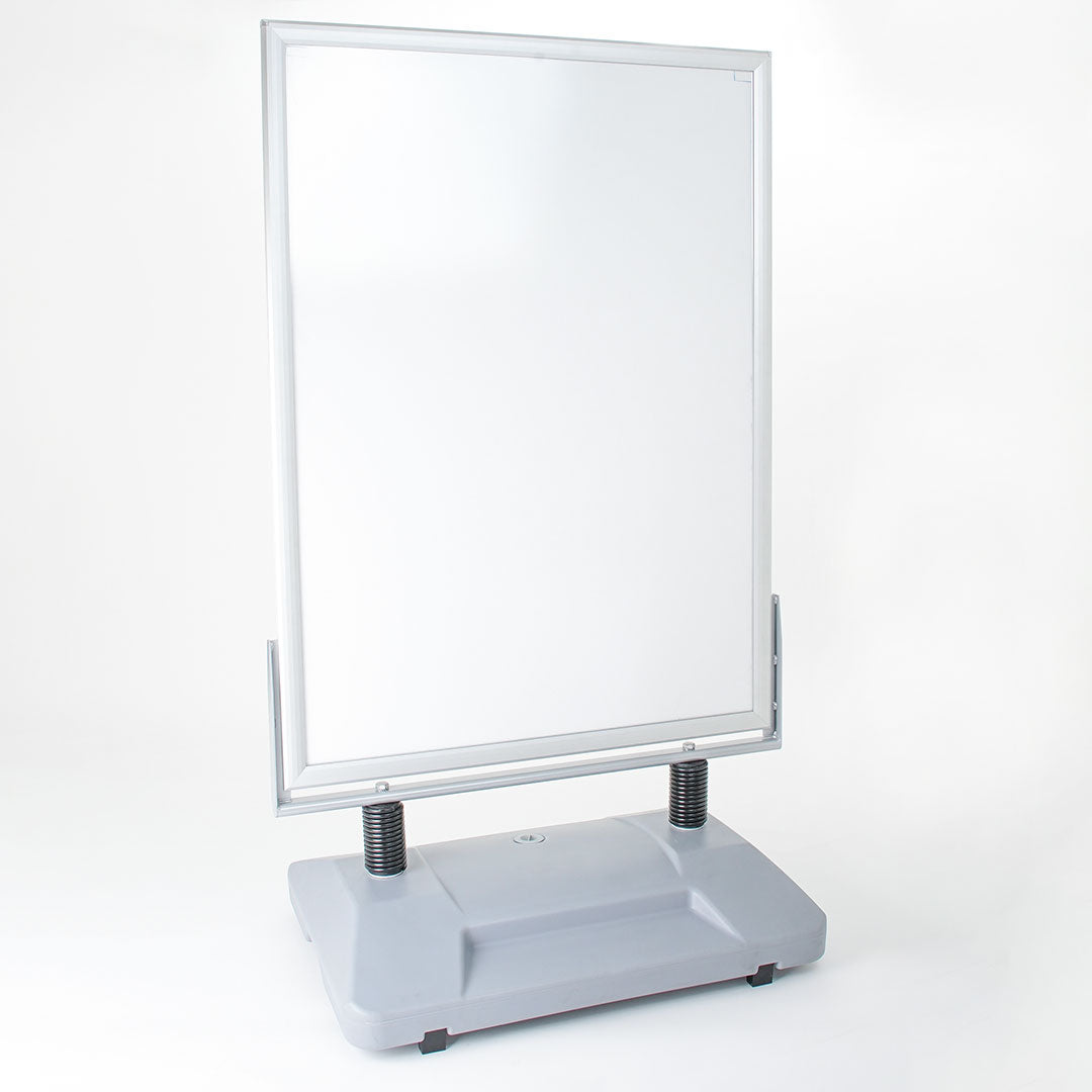 Espositore Pubblicitario Bifacciale con Ruote 100x140 cm in Alluminio da Esterno Antivento Silver