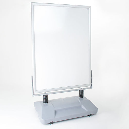 Espositore Pubblicitario Bifacciale con Ruote 100x140 cm in Alluminio da Esterno Antivento Silver