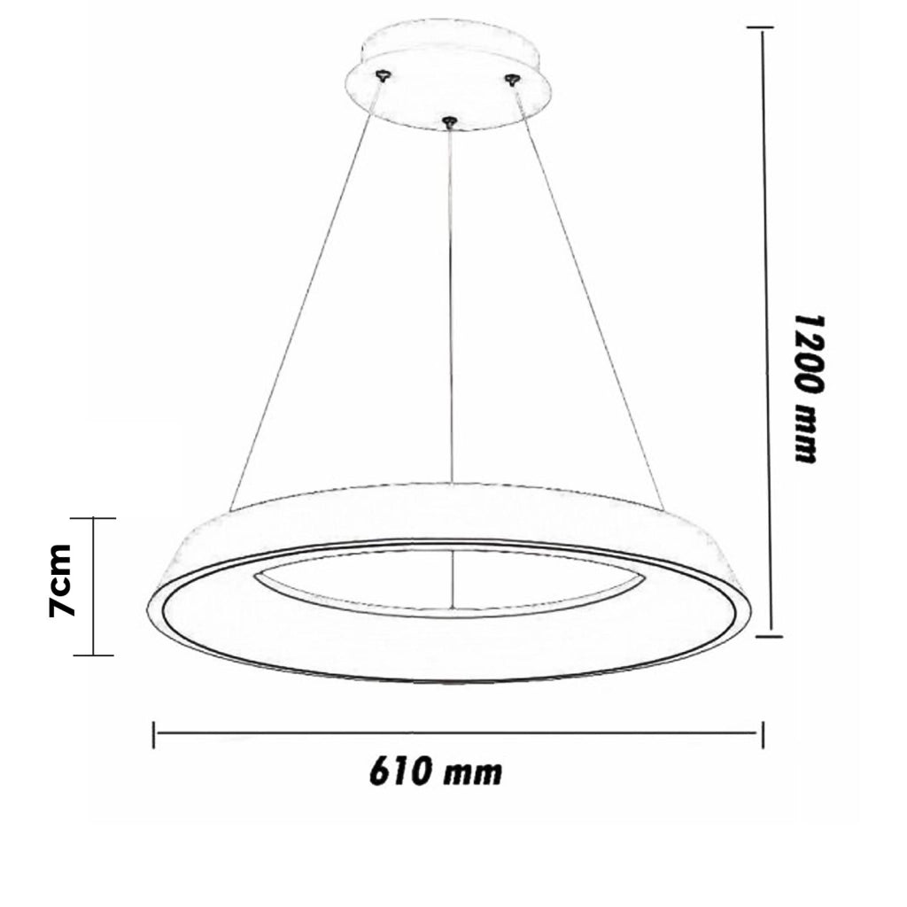 Lampadario soffitto cerchio luminoso LED 43W CCT pendente nero elegante sospensione dimmerabile luce tavolo cucina telecomando 230V 60cm