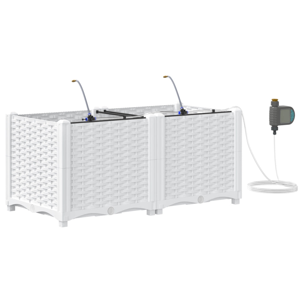 FIORIERE con Sistema di Irrigazione 2 pcs Bianco
