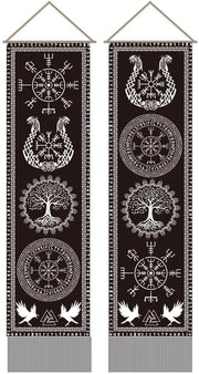 Tappeto da Parete con Simbolo dell'Albero della Vita - Tappeto da Parete con Simbolo del Vichingo - Tappeto da Parete Mistico - Decorazione da Parete - Decorazione da Parete con Pennelli - Dimensioni 45,7 x 13,5 cm - Decorazione da Parete per Muro