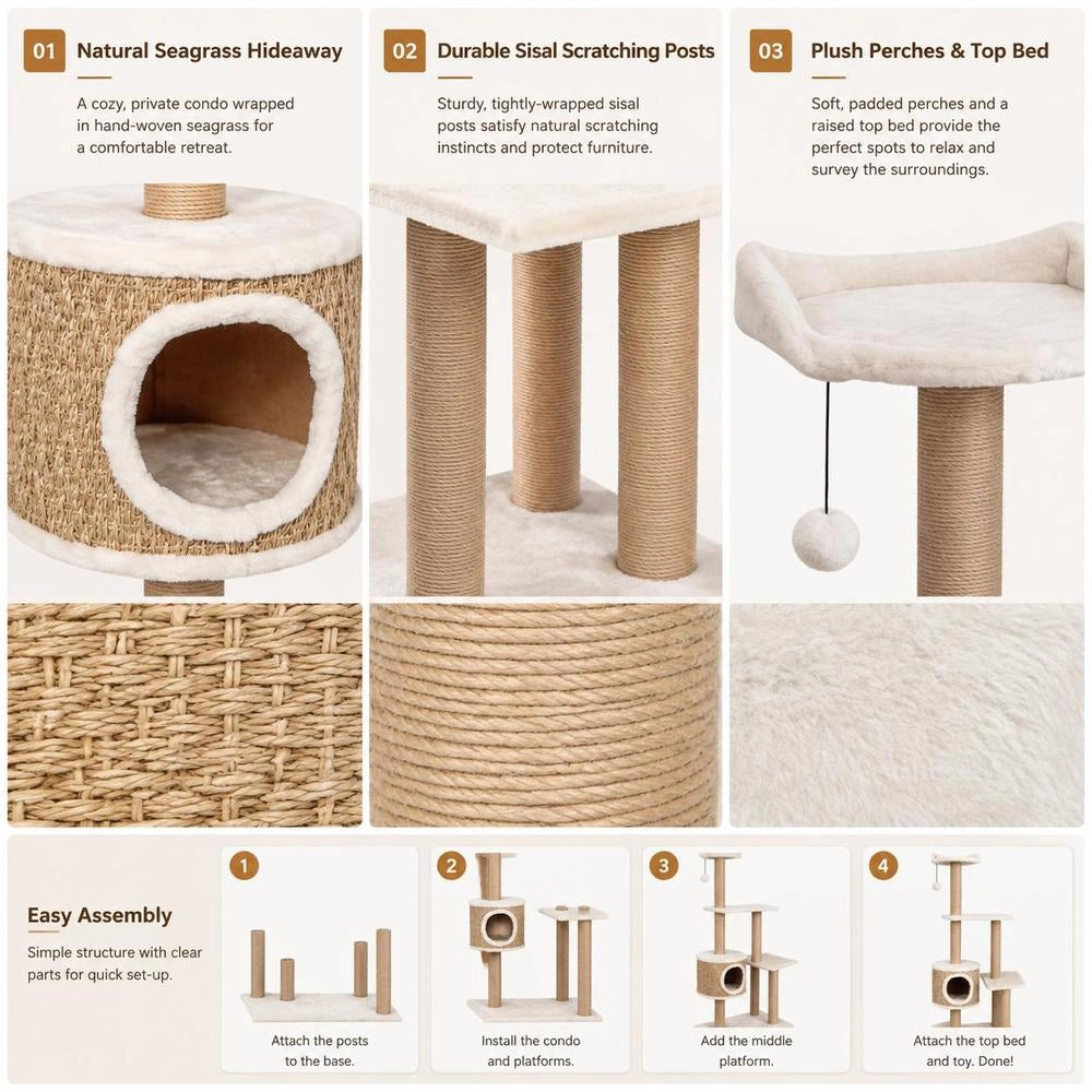 Cat Scratching Post 123 Cm Seagrass