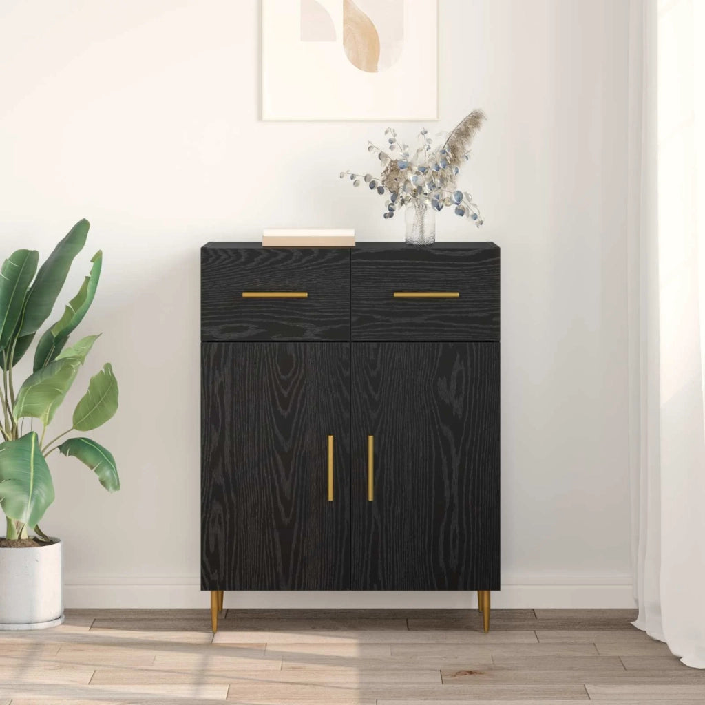 Credenza | Madia | Buffet da pranzo | Armadio da pranzo Rovere Nero 69,5 x 34 x 90 cm Legno multistrato