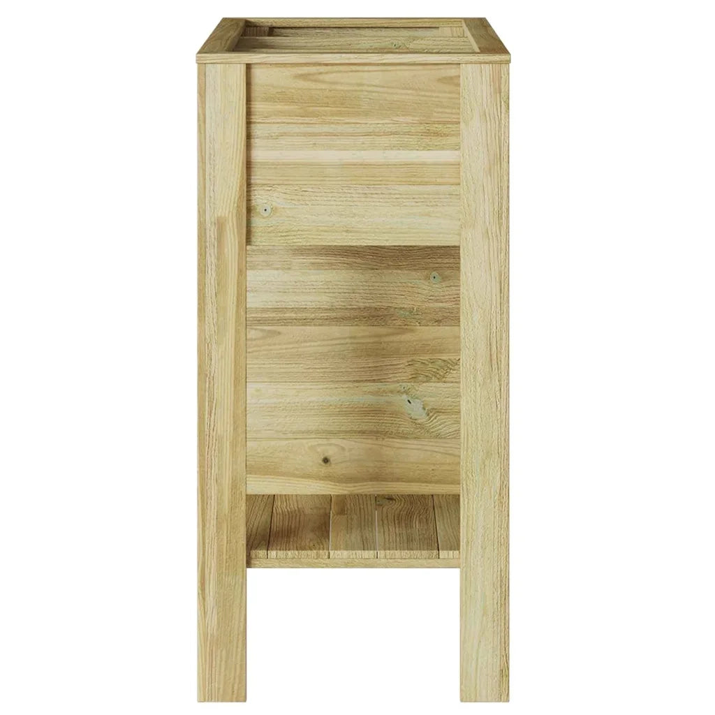 Vaso Alto con lo scaffale-Fioriera da Esterno-Contenitore per Piante Marrone Legno di pino impregnato