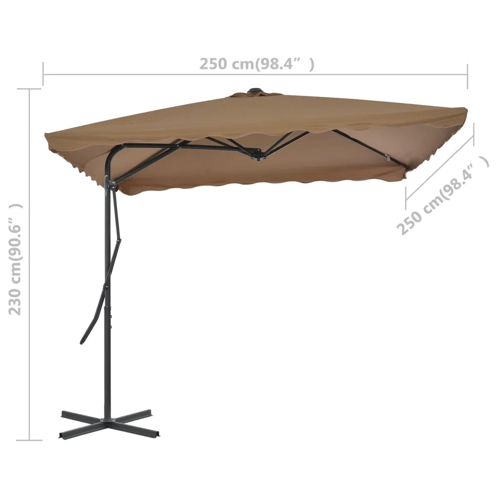 Ombrellone da Esterni-Ombrello da giardino con Palo in Acciaio 250x250cm Tortora