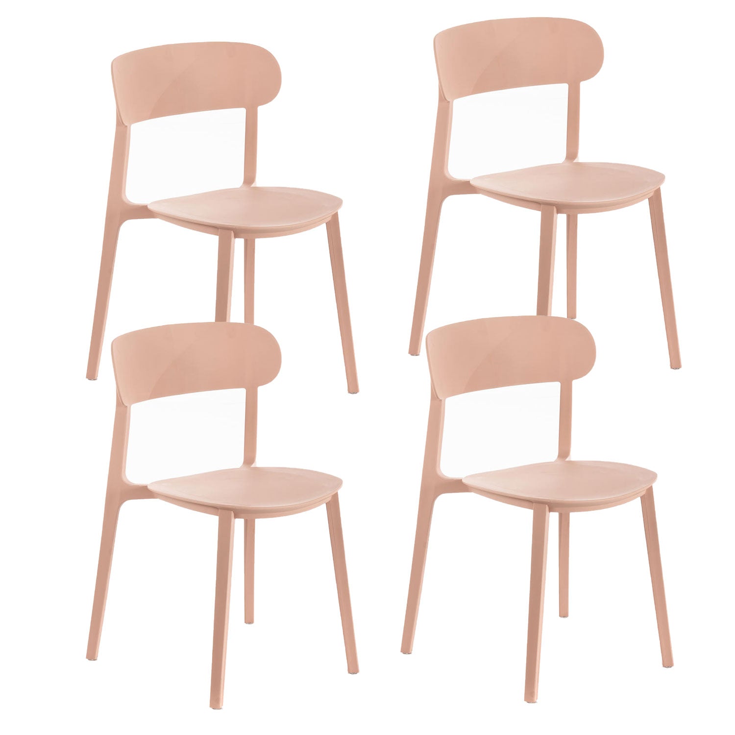 Set 4 Sedie 48x52xH77,5 cm in Polipropilene Cindy Rosa antico