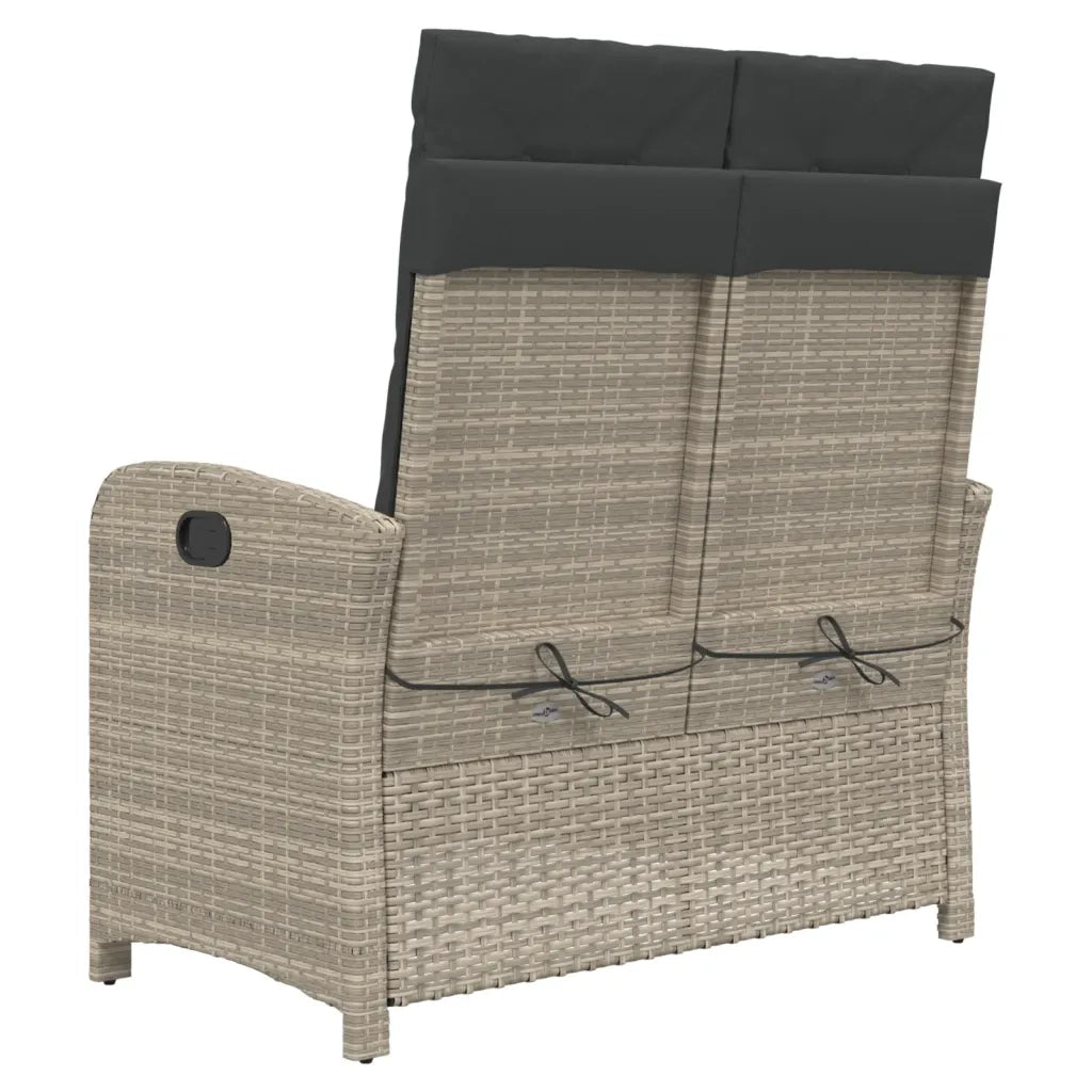 Panca Reclinabile Giardino con Cuscini-Sgabello-Sedia da esterno Grigio Chiaro Polyrattan 504077