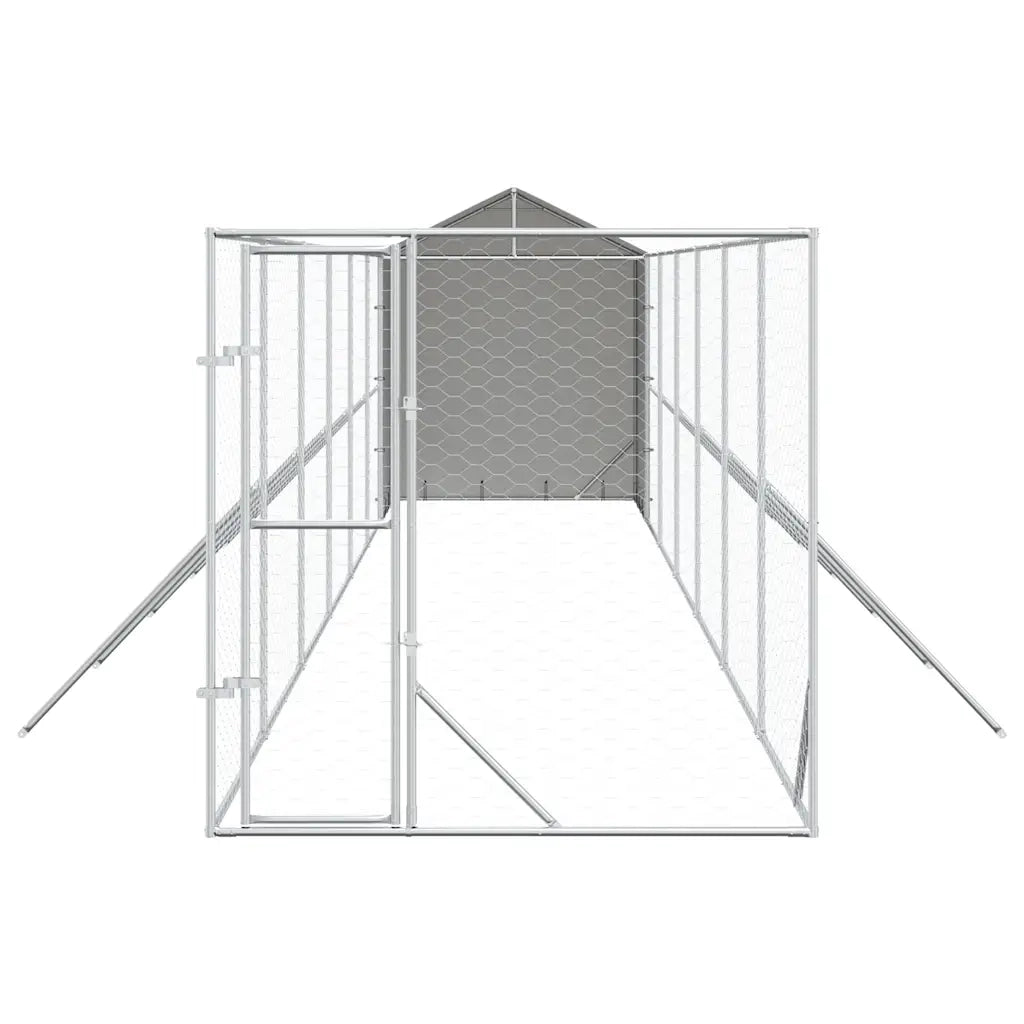 Cuccia Cani da Esterno Tetto Argento 2x14x2,5 m Acciaio Zincato 3190477
