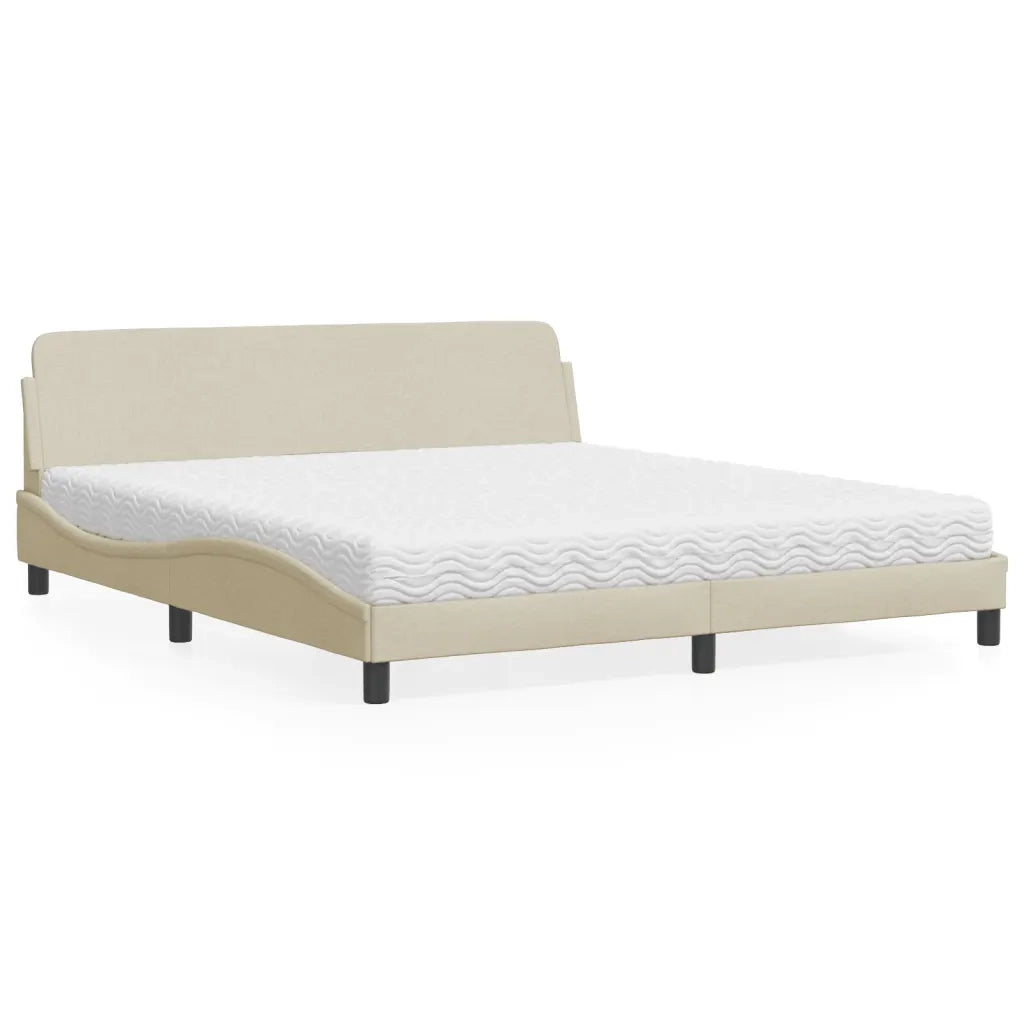 Letto con Materasso Dover Crema 180x200 cm in Tessuto
