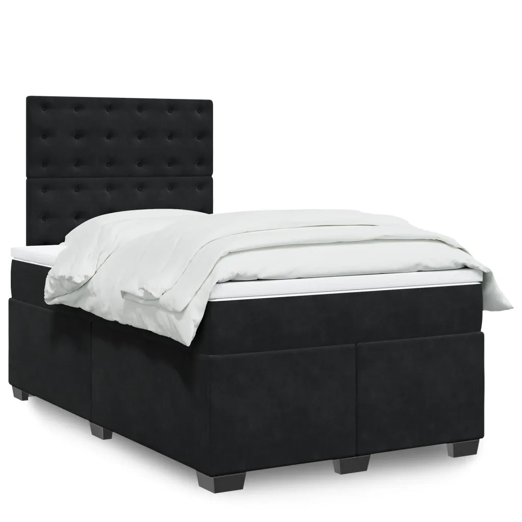 Giroletto a Molle con Materasso Nero 120x200 cm in Velluto 3290896