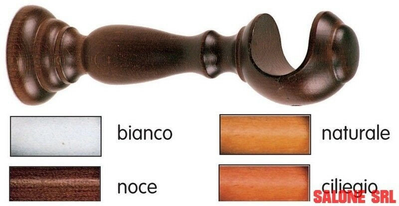 COPPIA SUPPORTI X BASTONE TENDA MM.35 LUNGHEZZA CM.25 COLORE BIANCO-CILIEGIO-NATURALE-NOCE SCURO