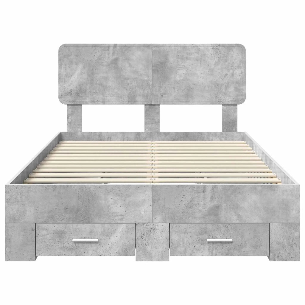 Struttura del letto con testiera Grigio cemento 120 x 190 cm