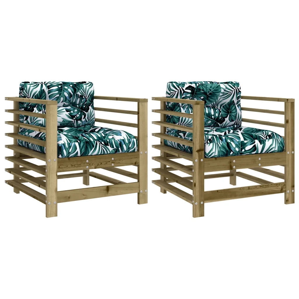 Sedia da patio-Sedie da Giardino con Cuscini 2 pz in Legno Impregnato di Pino 887421