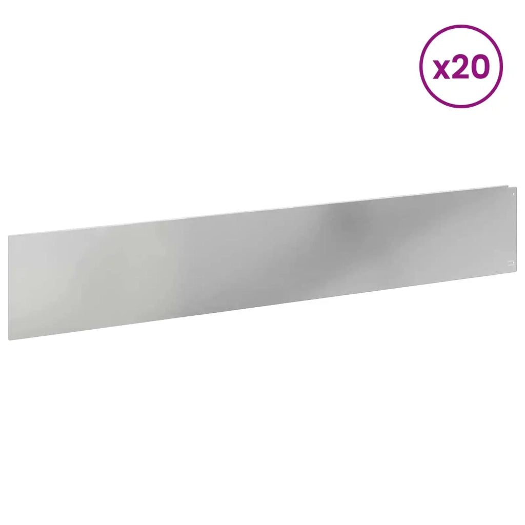 Bordura per Prato 20 pcs 100 x 18 cm Acciaio Argento 8008849