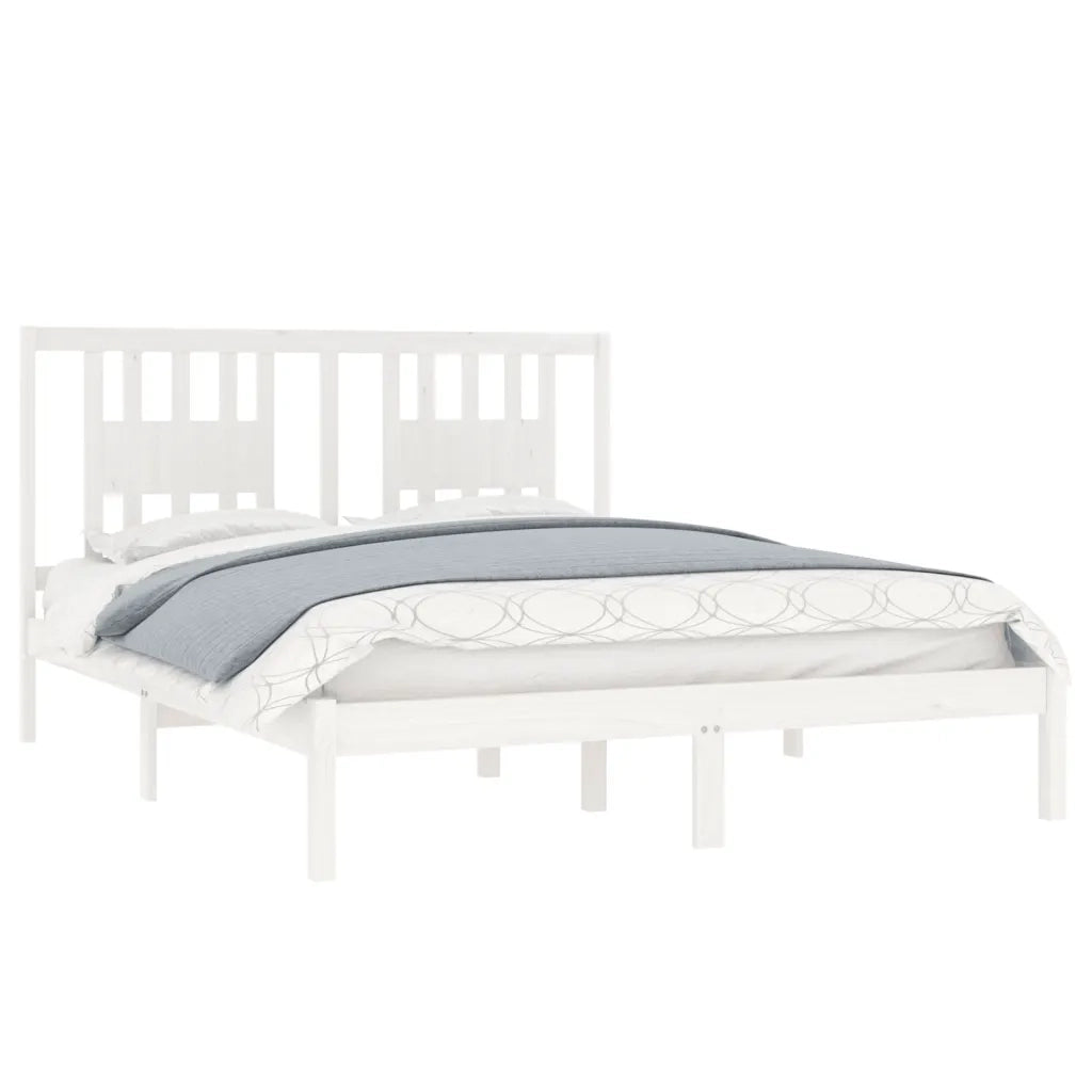 Giroletto-Struttura Letto Bianco in Legno Massello di Pino 140x200 cm 950368