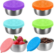 Set di Contenitori per Cibi con Coperchio in Silicone - 50 ml Acciaio Inossidabile