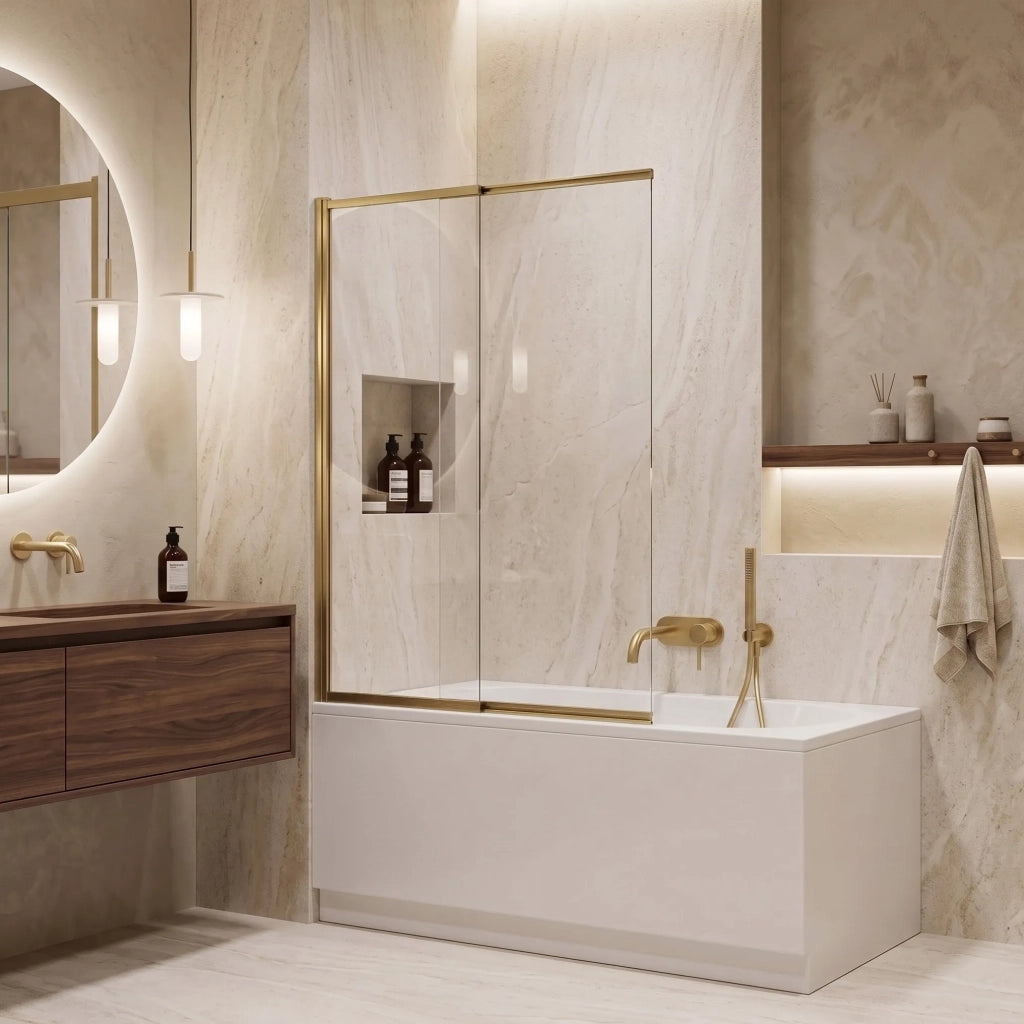 Paravento Vasca Scorrevole Rea Dario Brush Gold 80