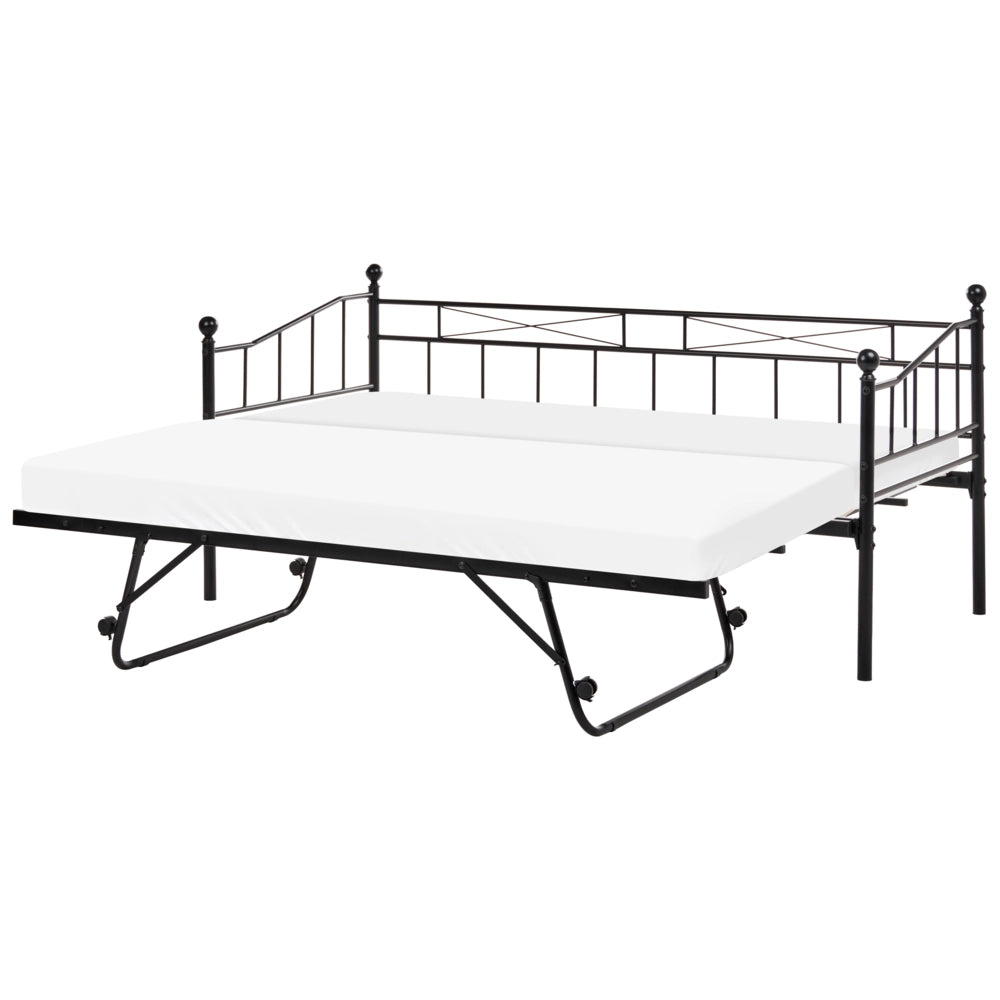 Letto estraibile singolo per bambini in metallo nero stile tradizionale, 90 x 200 cm