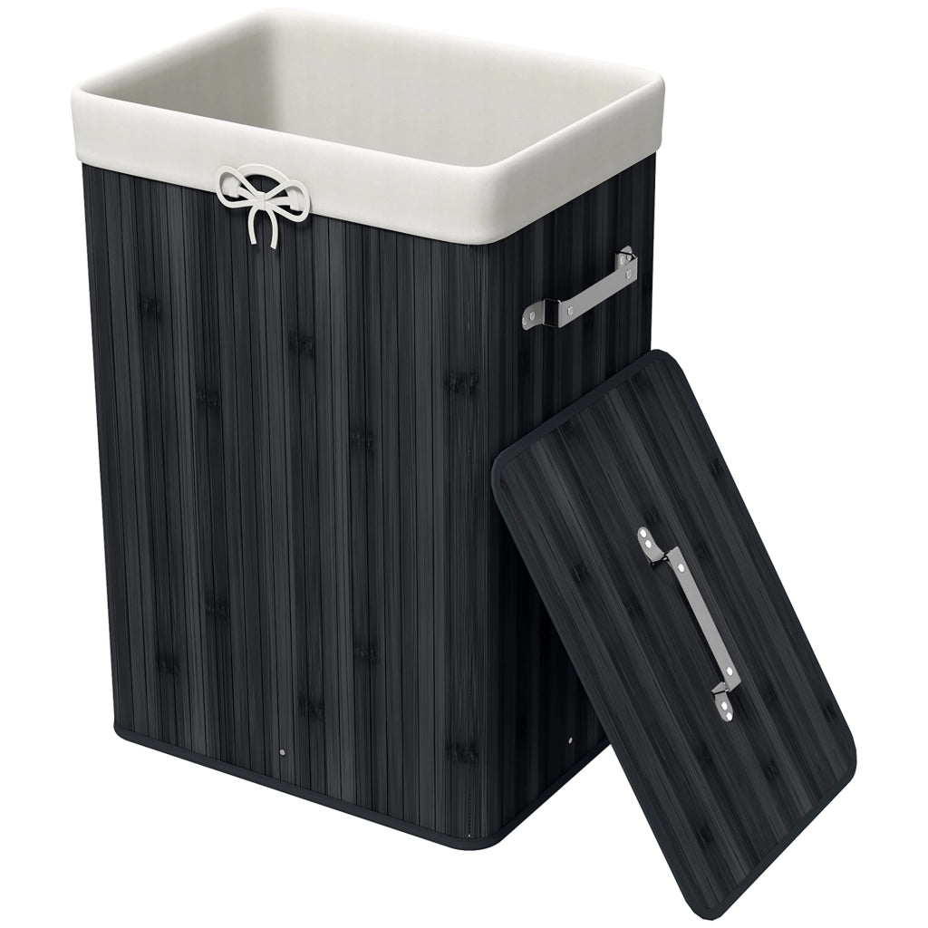 Cestino per biancheria con coperchio ¨C Zephmum ¨C Bamb¨´, pieghevole, 72L, Nero 40x30x60cm