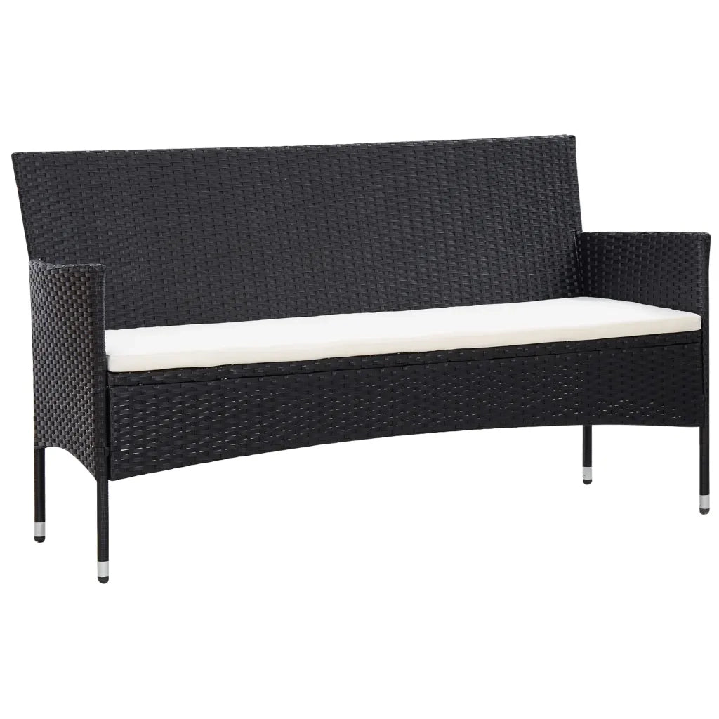 Set Divani da Giardino 5 pz con Cuscini in Polyrattan Nero 45893