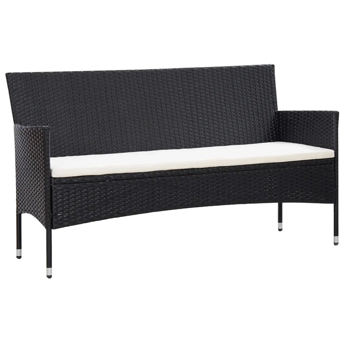 Set Divani da Giardino 5 pz con Cuscini in Polyrattan Nero 45893