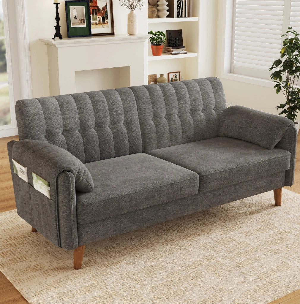 Divano 2 posti modulare in chenille; 161;5 x 79 x 83;5 cm; grigio chiaro