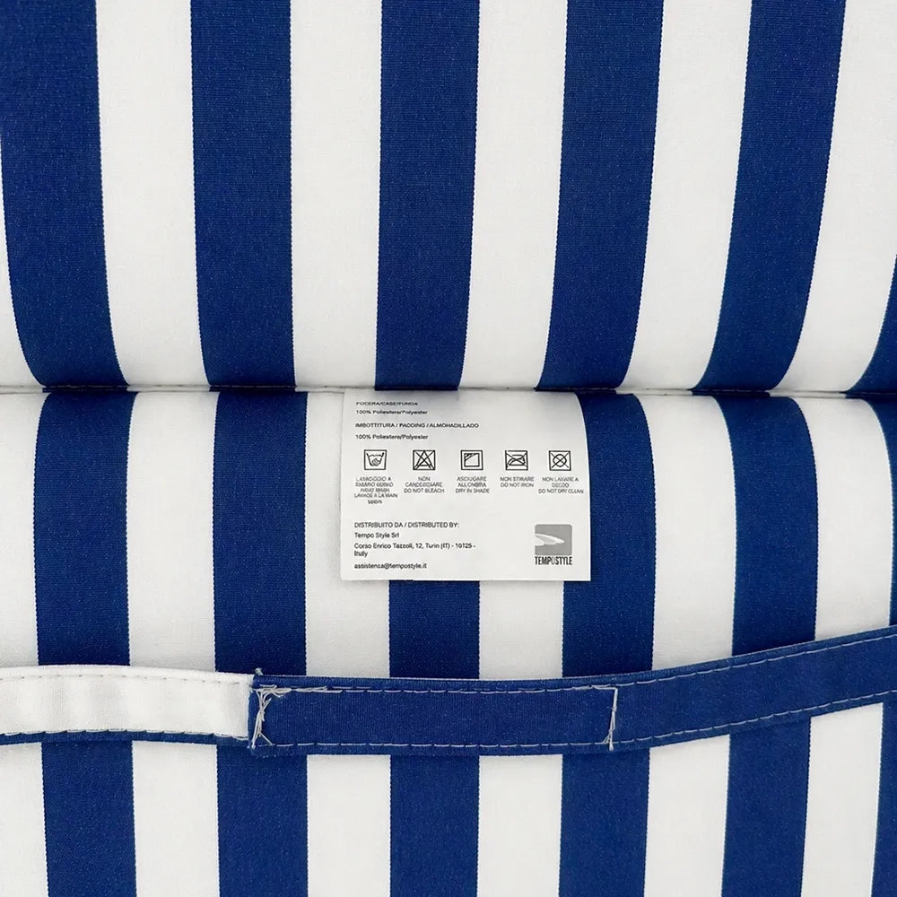 Cuscino per lettino da esterno 192x61 cm a righe con schienale reclinabile e velcro in poliestere – Blu/Bianco