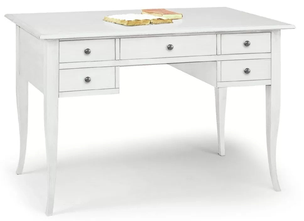 Scrivania arte povera 5 cassetti legno bianco 150x65x81 (1110) - Mobili 2G