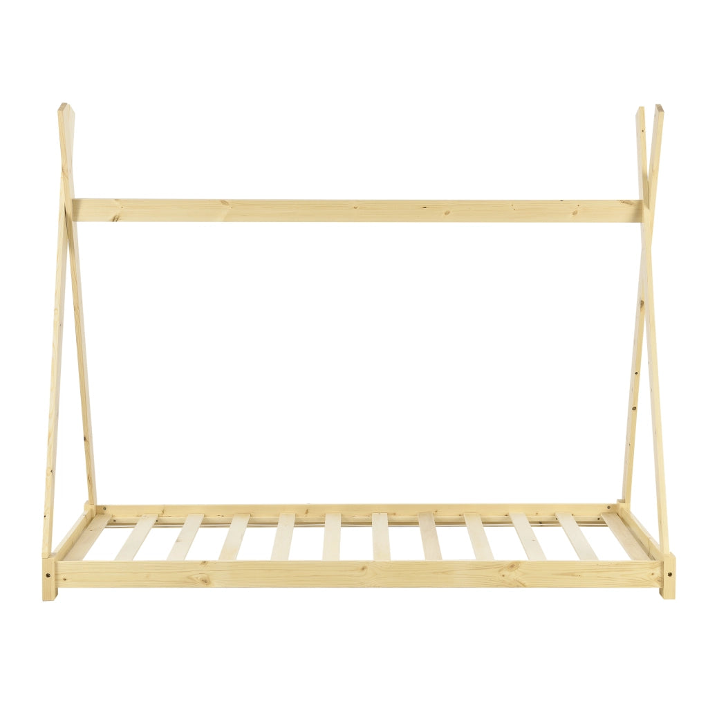 Letto per Cameretta Onejda a Forma di Capanna 90 x 200 cm Naturale [en.casa]