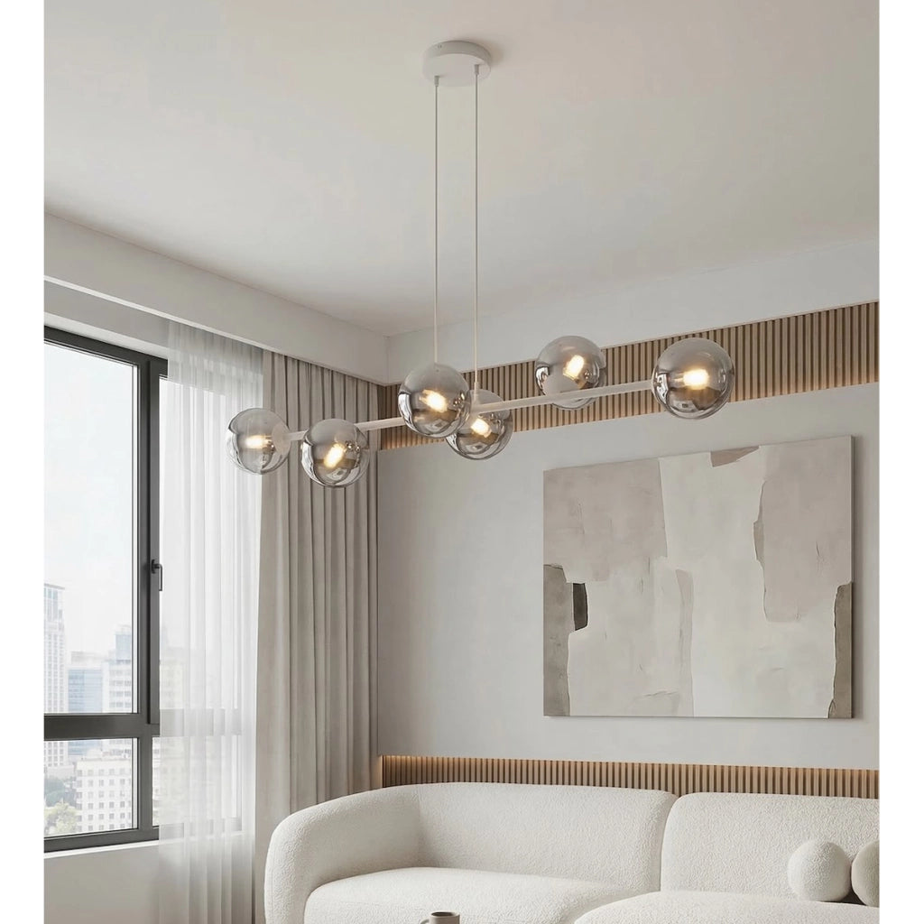 Lampada a sospensione Magnus in acciaio grigio grafite e vetro