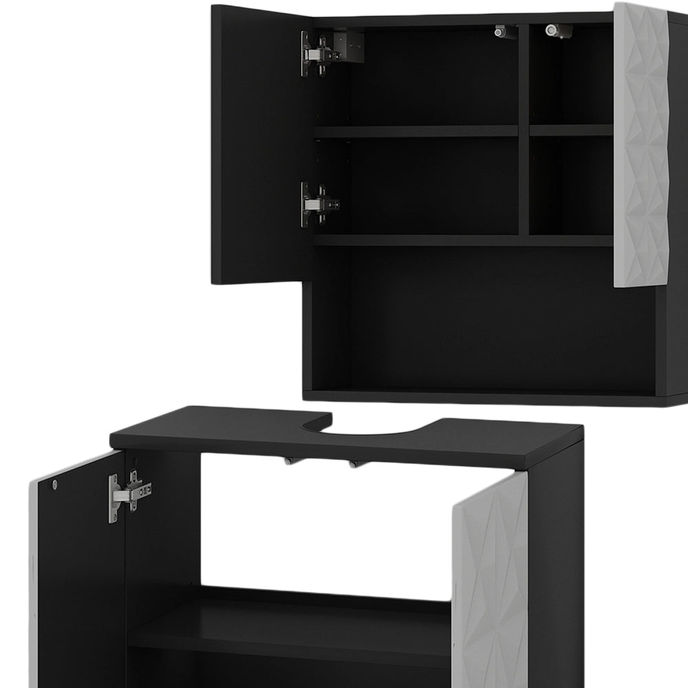 Vicco Set di mobili da bagno Nero 2 parti