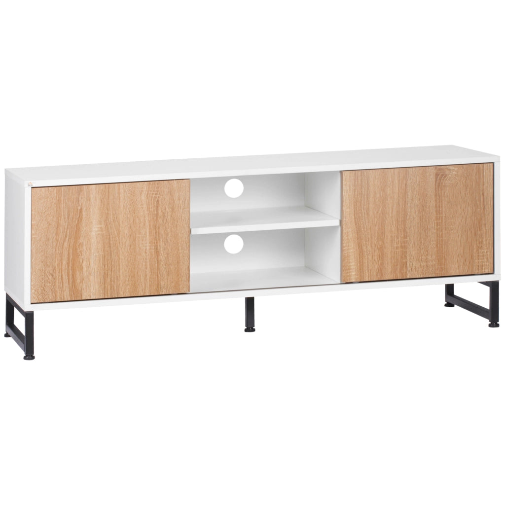 Easycomfort Mobile TV Moderno 50" max in Truciolato e Acciaio con 2 Ripiani Aperti e 2 Armadietti Chiusi, 120x39.5x45 cm