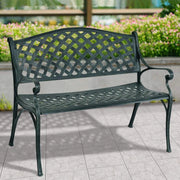 GIANTEX Panchina da Giardino in Metallo con 2 Posti, Portata Fino a 210 kg, con Schienale e Braccioli, per Giardino, Balcone, Terrazza, 103 x 55 x 82 cm, Verde Antico