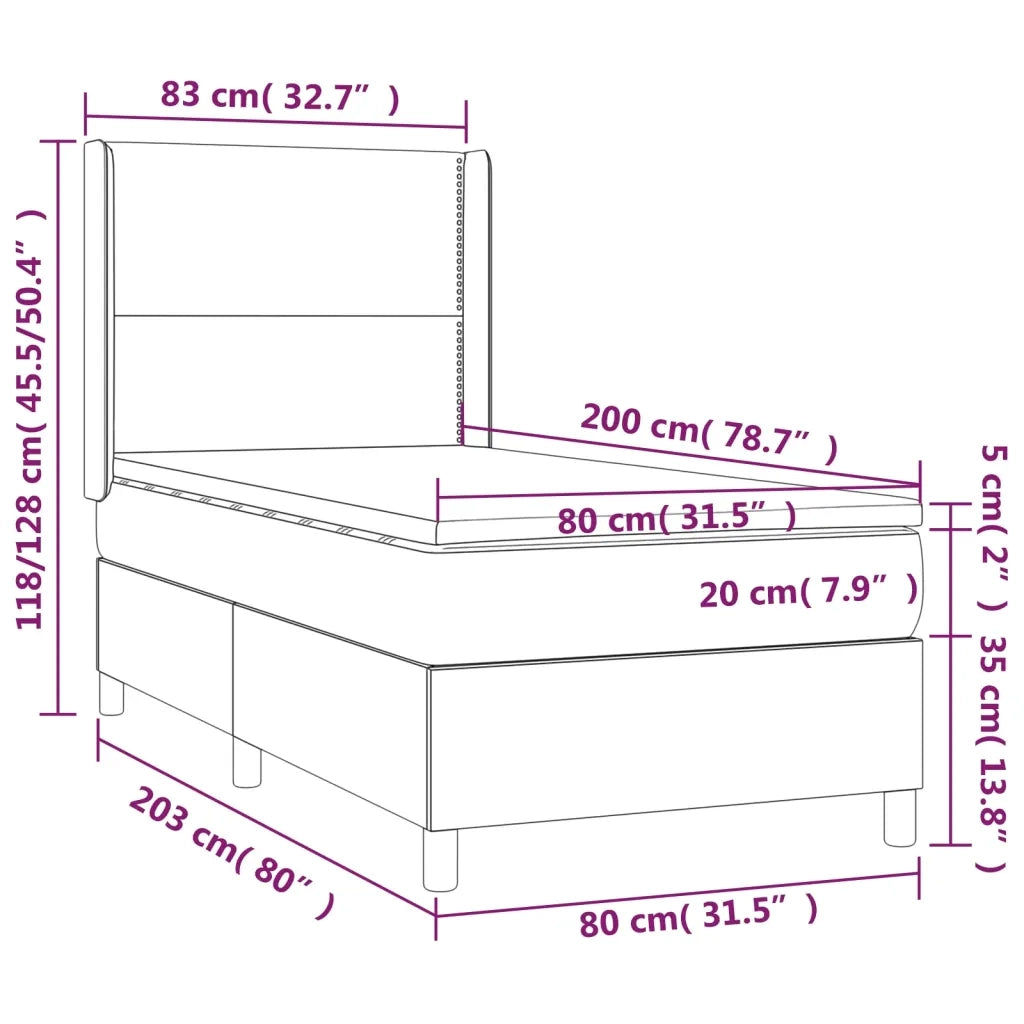 Letto a Molle con Materasso e LED Rosa 80x200 cm in Velluto 3139474