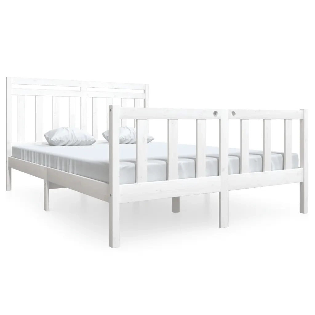 Giroletto-Struttura Letto Bianco in Legno Massello 140x190 cm 565117