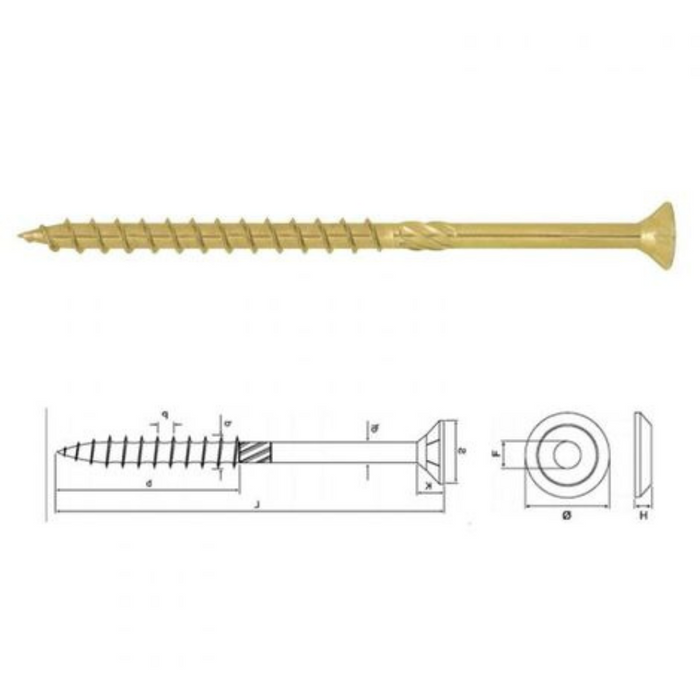 Viti autoforanti legno performant strong diametro 5,0 mm zincate gialle *** lunghezza 100, pezzi 100, confezione 1