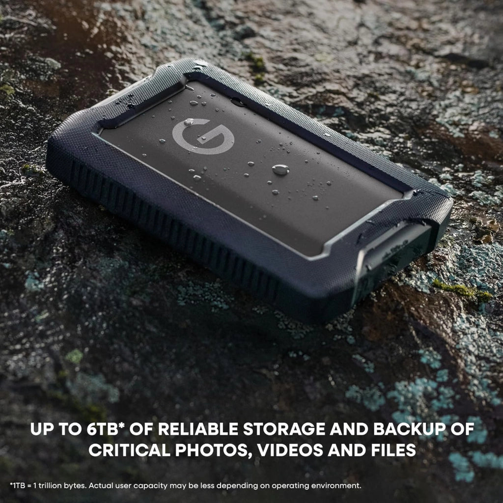 G-DRIVE ArmorATD 6TB, HDD portatile USB-C (5Gbps), USB 3.2 Gen 1, Thunderbolt 3, fino a 130 MB/s