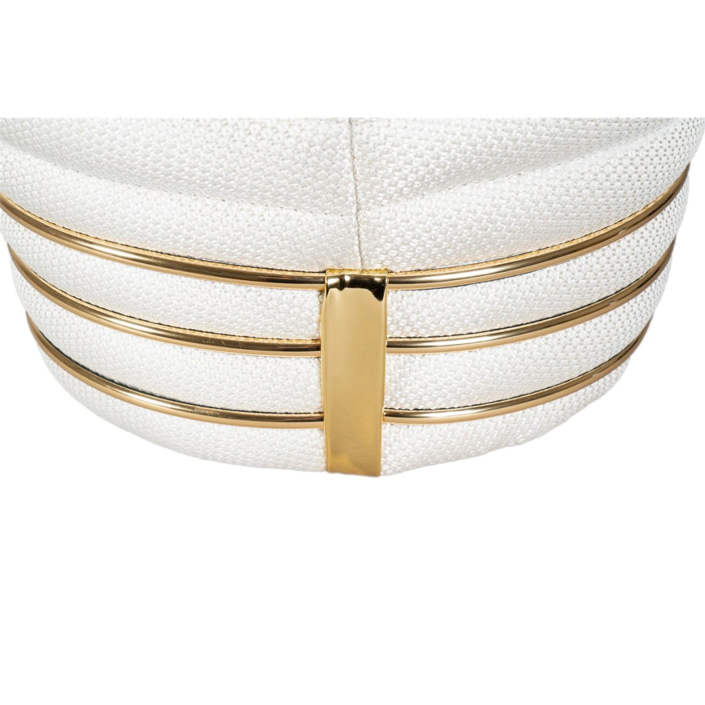 Pouf Doric 345 in tessuto avorio e oro