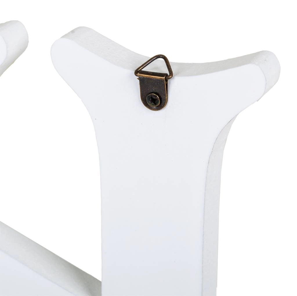 Appendiabiti in legno e metallo bianco 50x25h cm