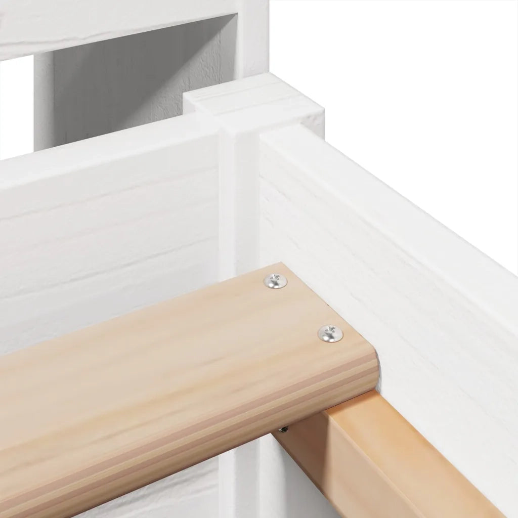 Giroletto senza Materasso Bianco 75x190 Legno Massello di Pino