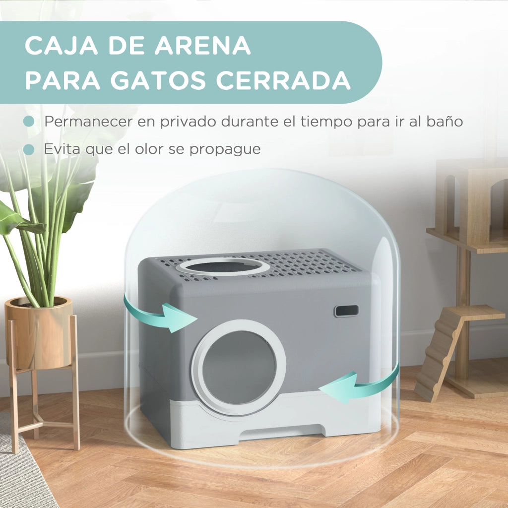 Casetta per Gatti con Vassoio Estraibile ¨C Zephmum ¨C 52x41x38,5 cm Grigio