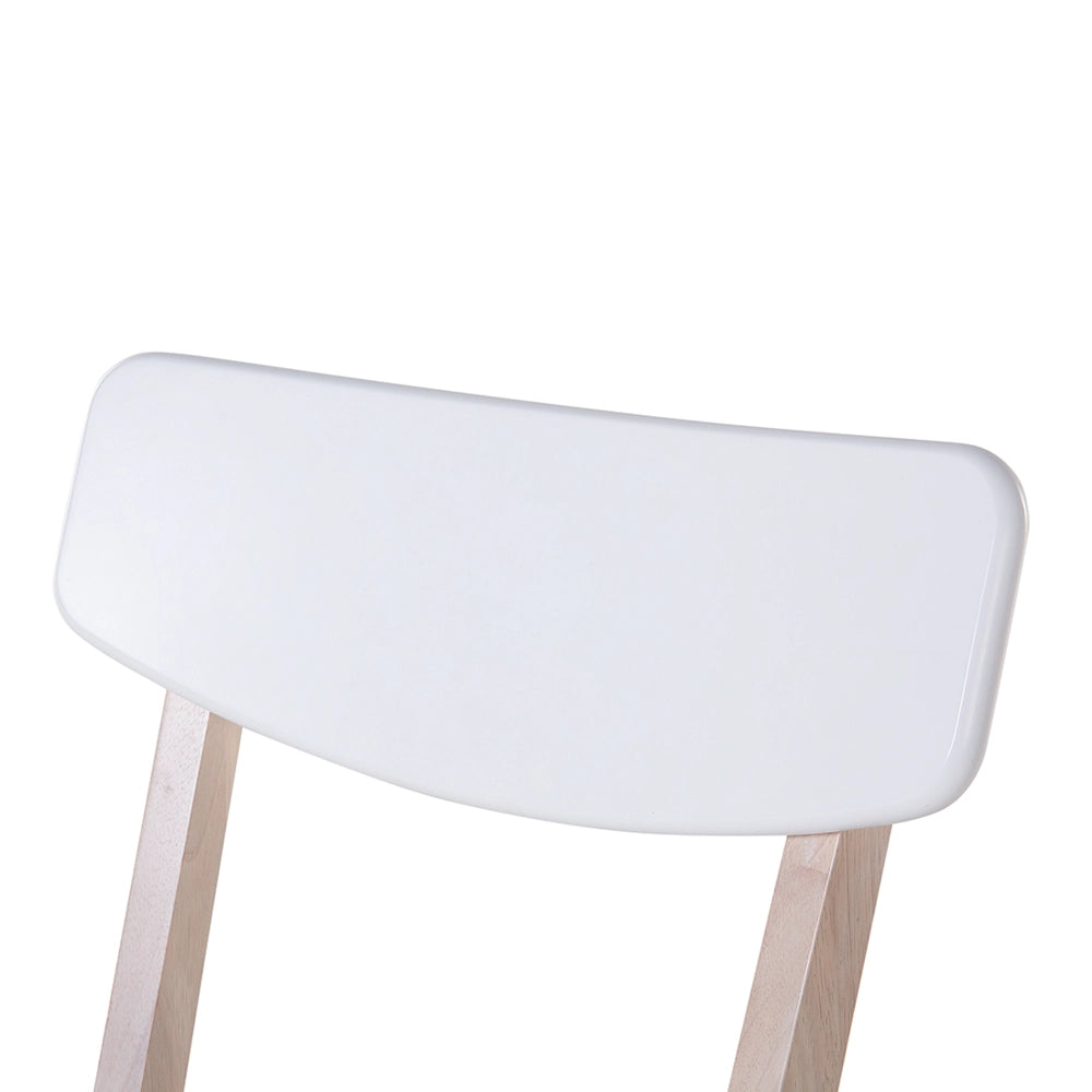 Set di 2 sedie da pranzo bianche con gambe in legno chiaro in stile retrò moderno