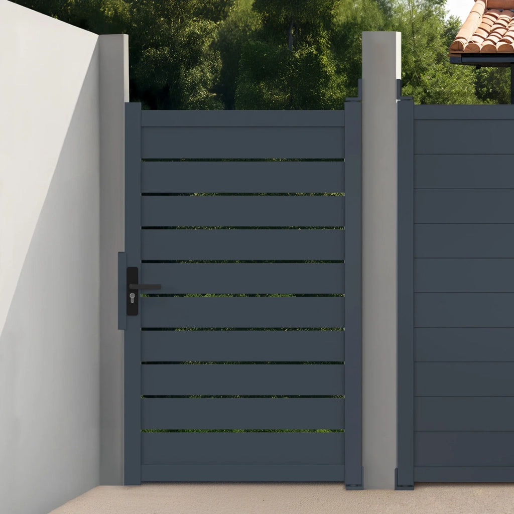 IDMarket - Porta a battente 100x160 cm in alluminio forato grigio antracite