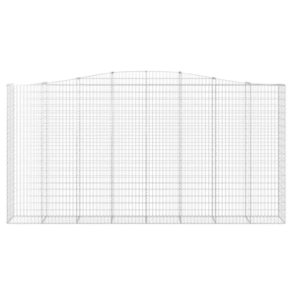 Cestini gabbioni recinzione a gabbia muro di contenimento ad arco 5 pezzi 400 x 50 x 200/220 cm ferro zincato argento 02_0040948