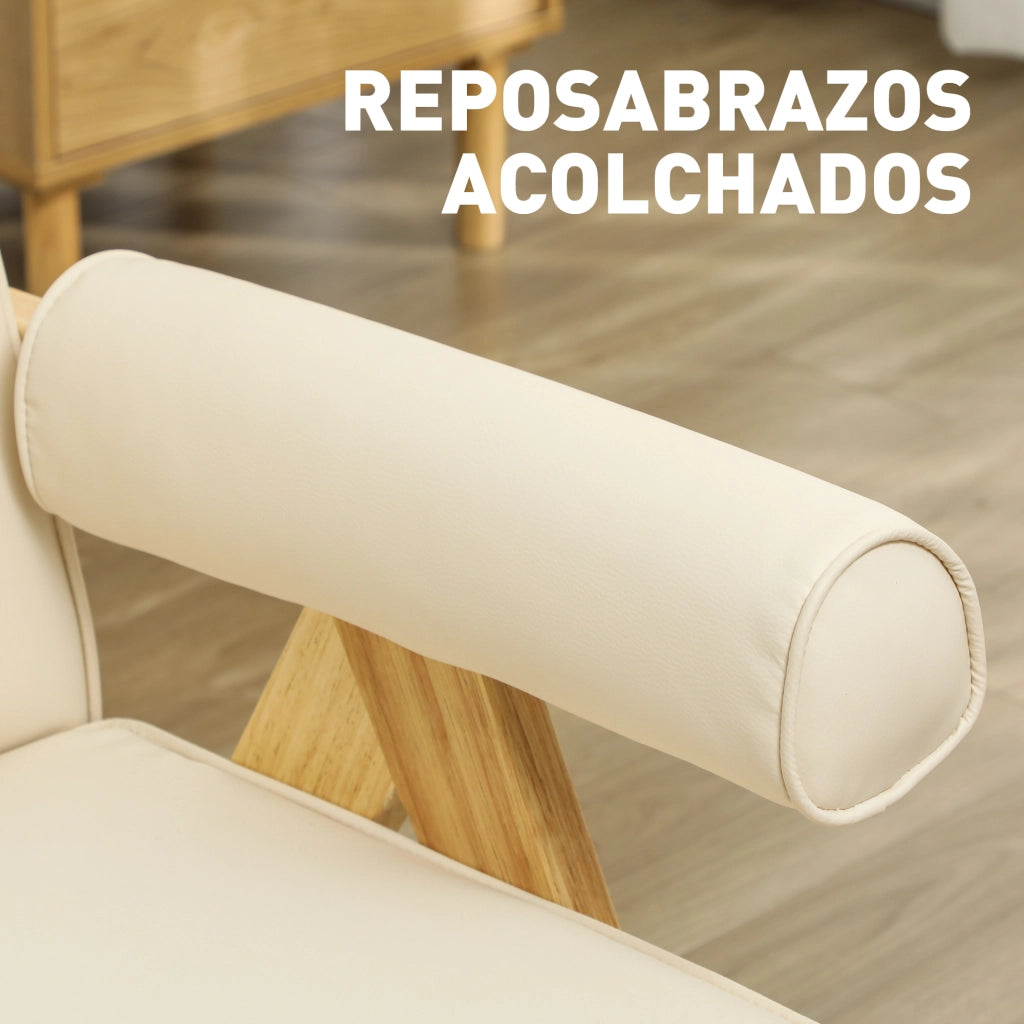 Poltrona ¨C Zephmum ¨C Crema, similpelle, legno