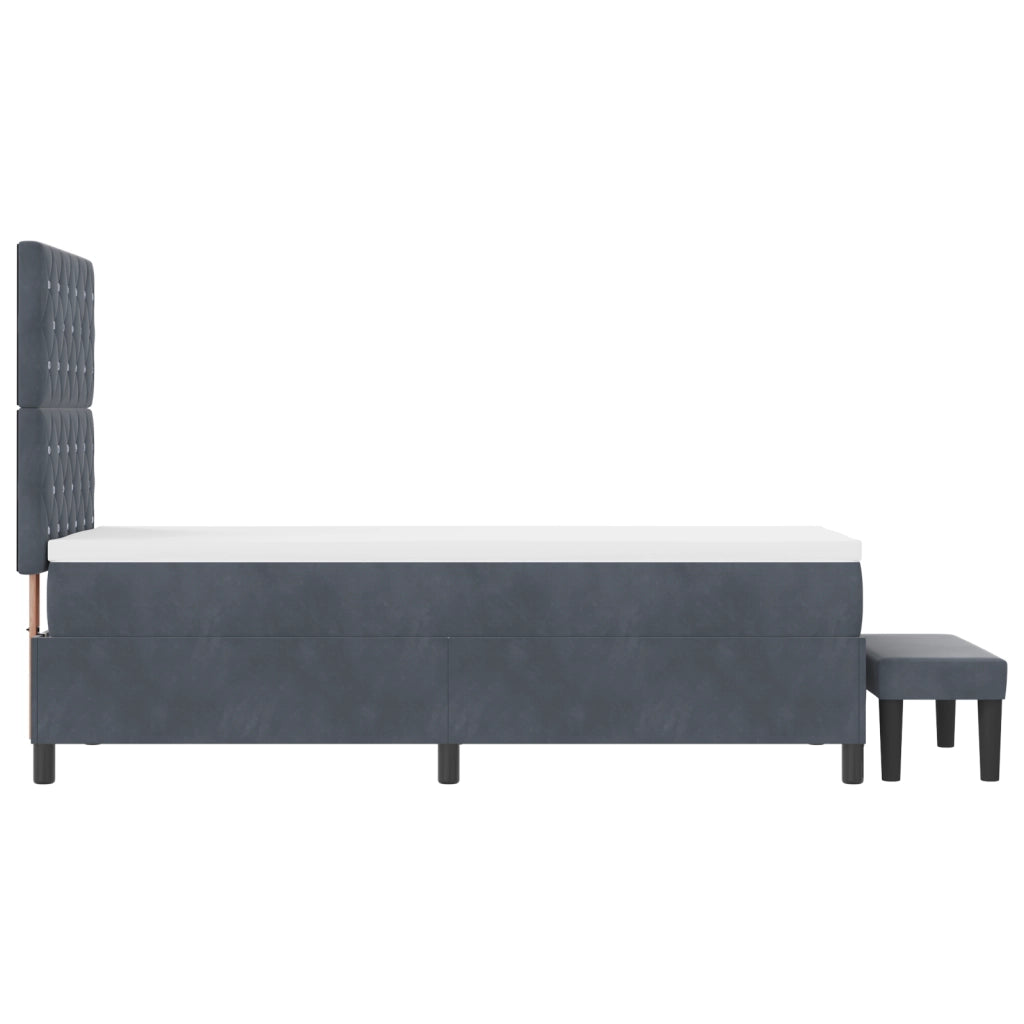 Letto a Molle con Materasso e Panca Grigio Scuro 80x200 cm Velluto