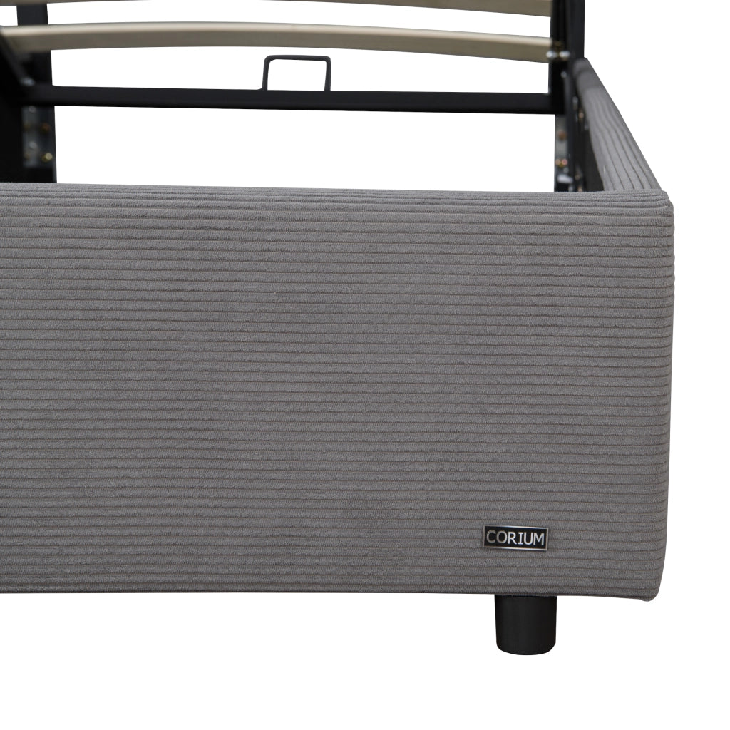 Letto Contenitore Juva Apertura a Ribalta Letto Singolo con Materasso 90x200 cm Velluto a Coste Grigio Corium
